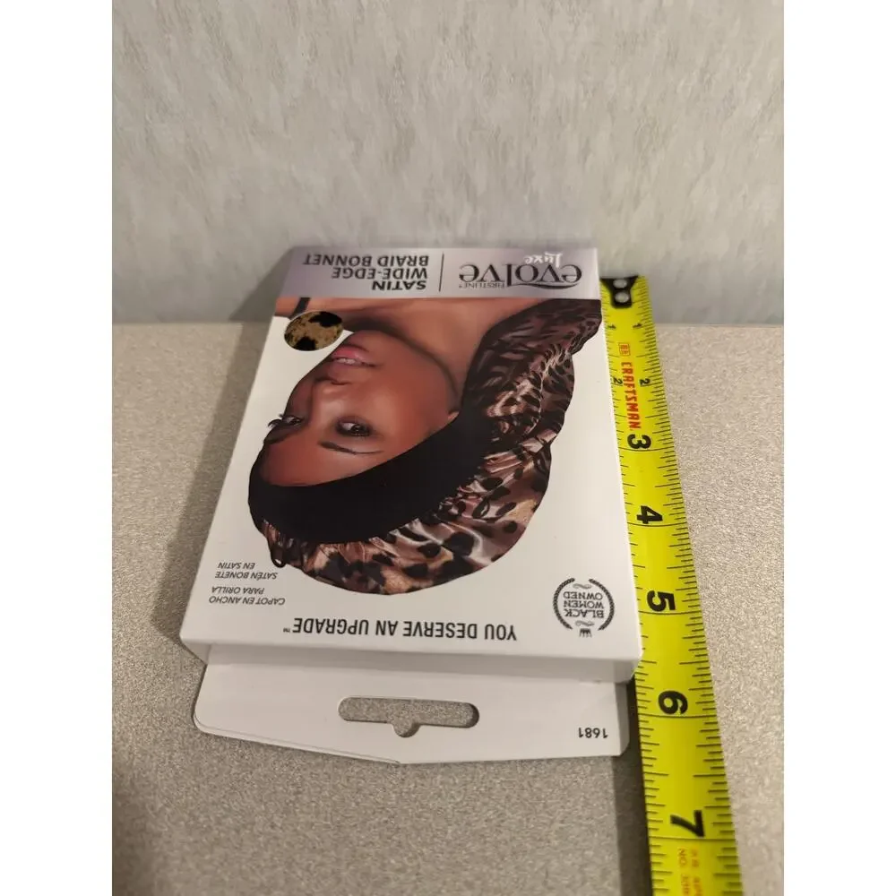 Evolve Luxe Satin Wide Edge Braid Bonnet Leopard Print Night Hair Care Cap
